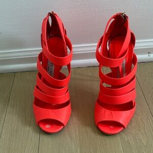 Jimmy Choo Neon Orange Strappy Women's Heels size 38